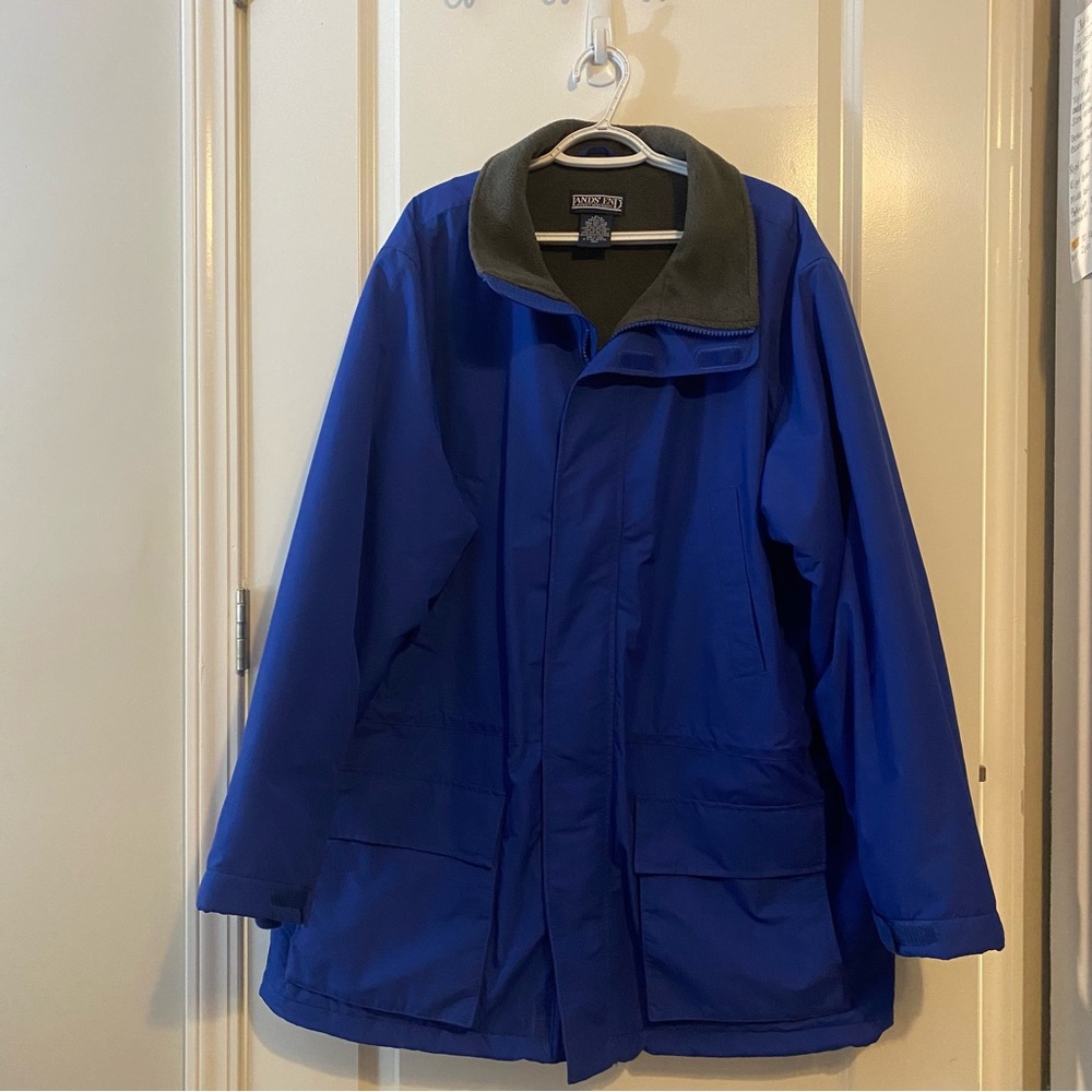 Lands' End Royal Blue Coat Mens Size EX-Large Hooded Anorak Style